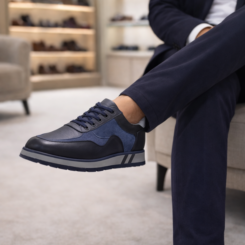 Erkek Deri Sneaker Ayakkabı – Lacivert | Salerno | Verone