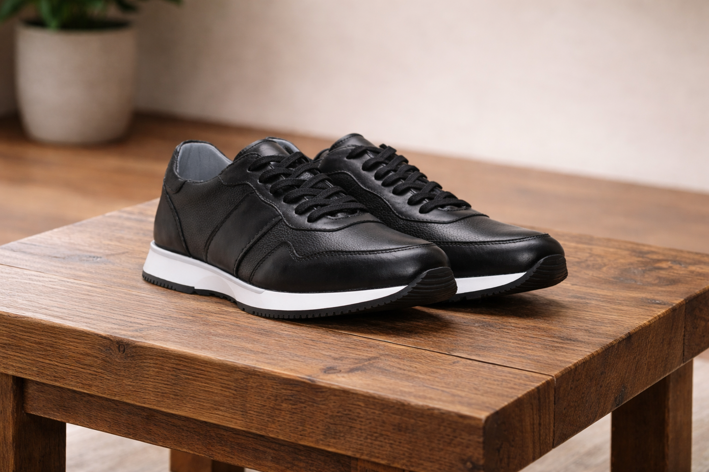Erkek Deri Sneaker Ayakkabı – Siyah | Siena | Verone