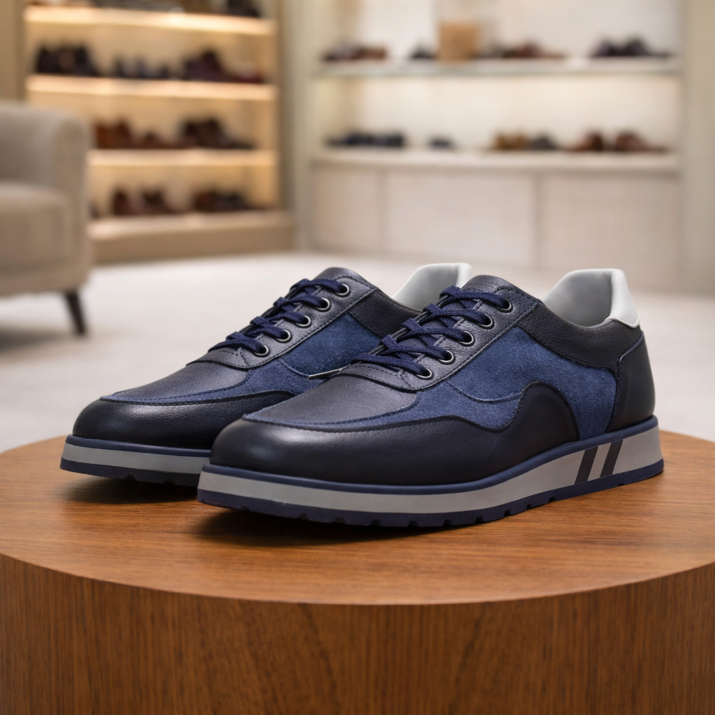 Erkek Deri Sneaker Ayakkabı – Lacivert | Salerno | Verone