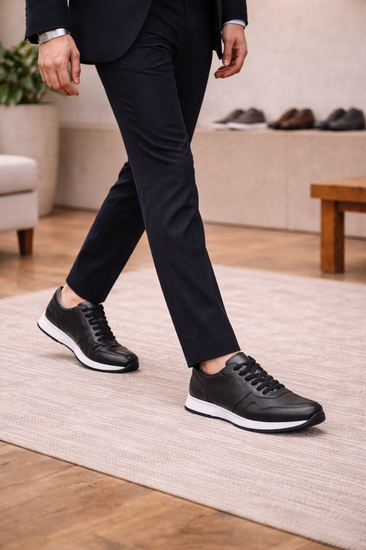 Erkek Deri Sneaker Ayakkabı – Siyah | Siena | Verone