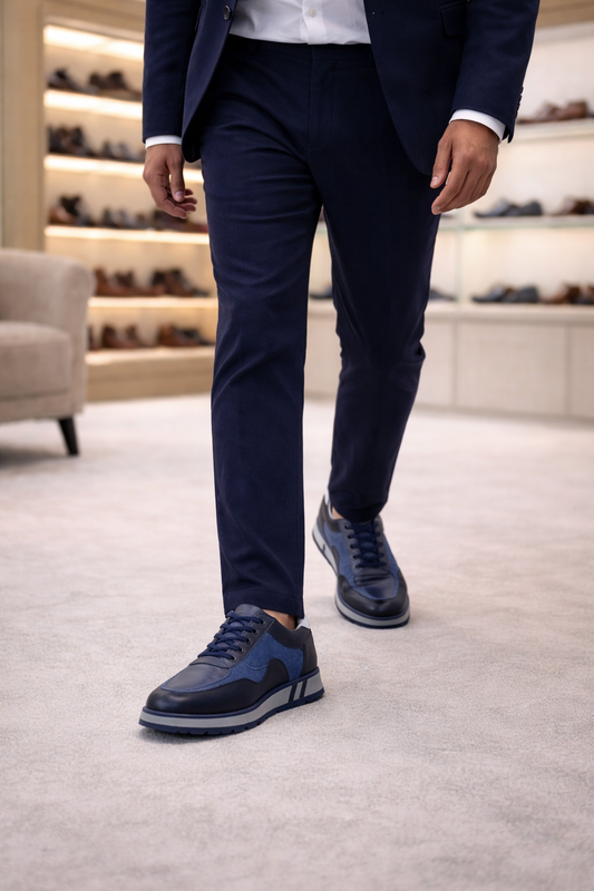 Erkek Deri Sneaker Ayakkabı – Lacivert | Salerno | Verone