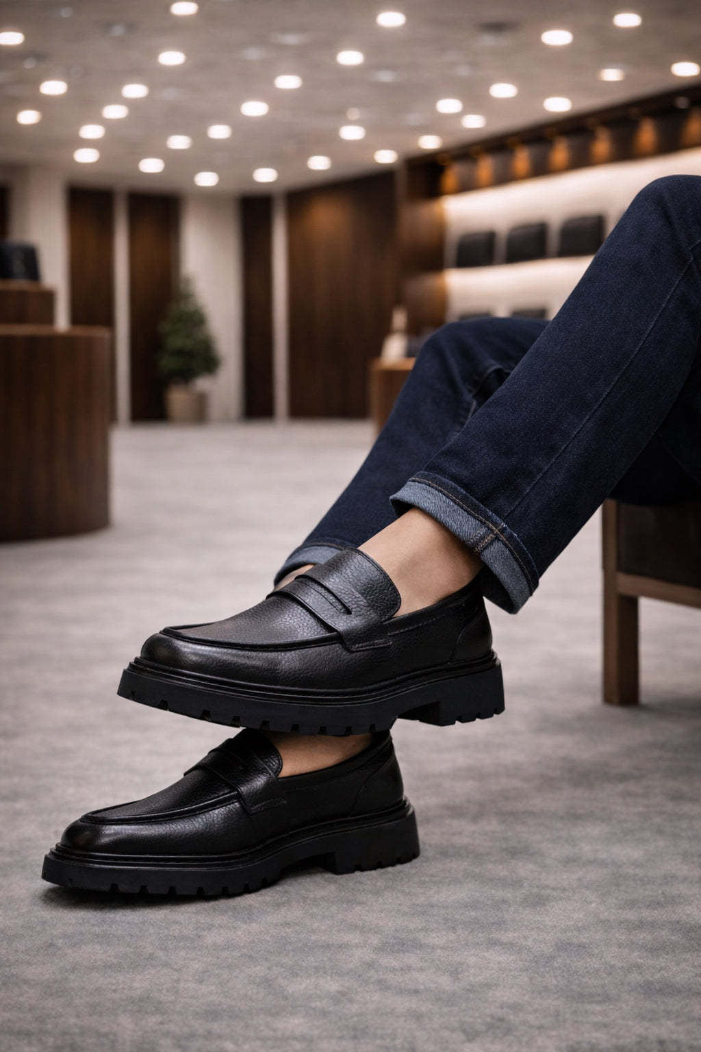 Monza Erkek Floter Deri Makosen Ayakkabı – Siyah Günlük & Smart Casual