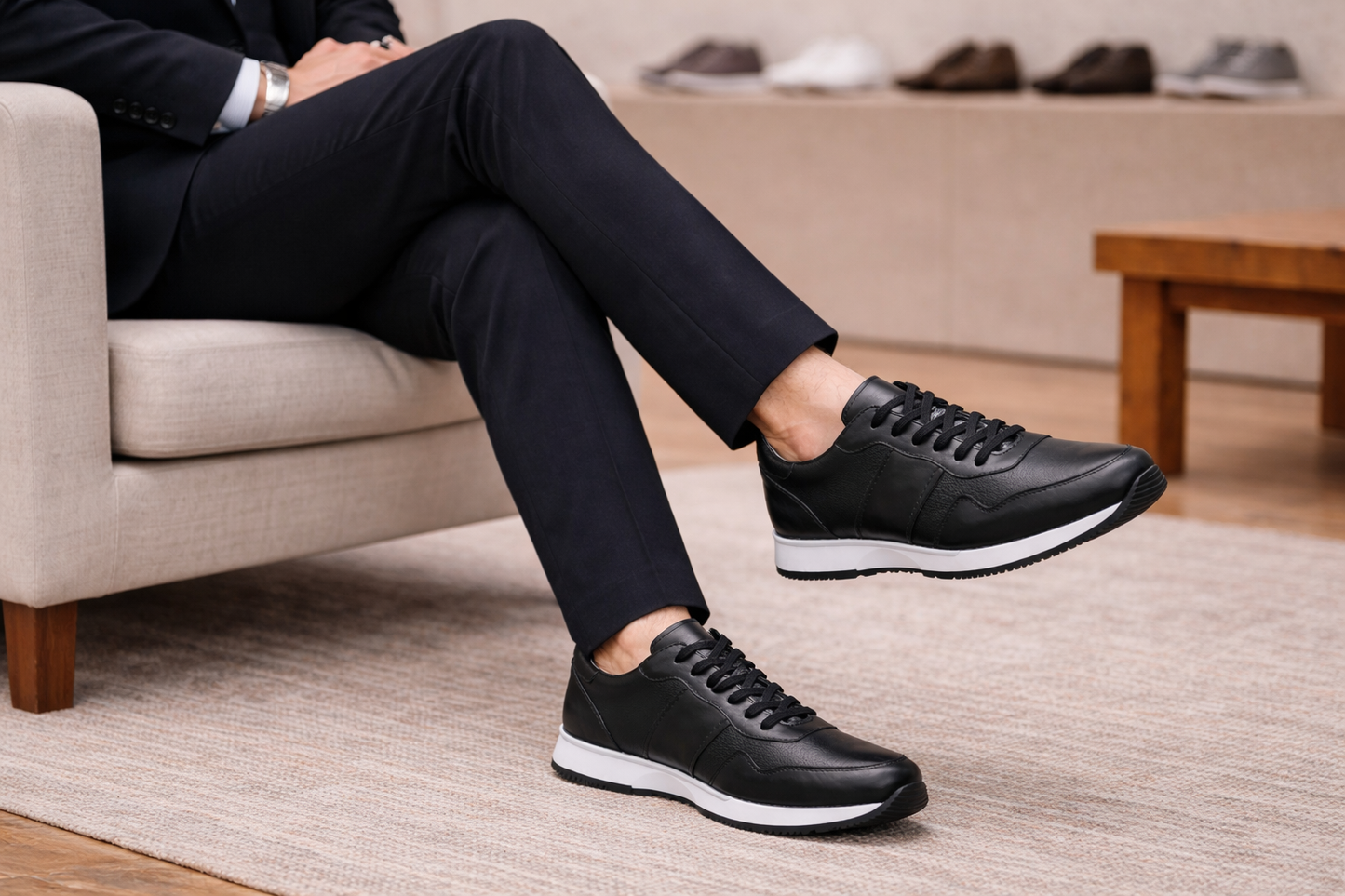 Erkek Deri Sneaker Ayakkabı – Siyah | Siena | Verone