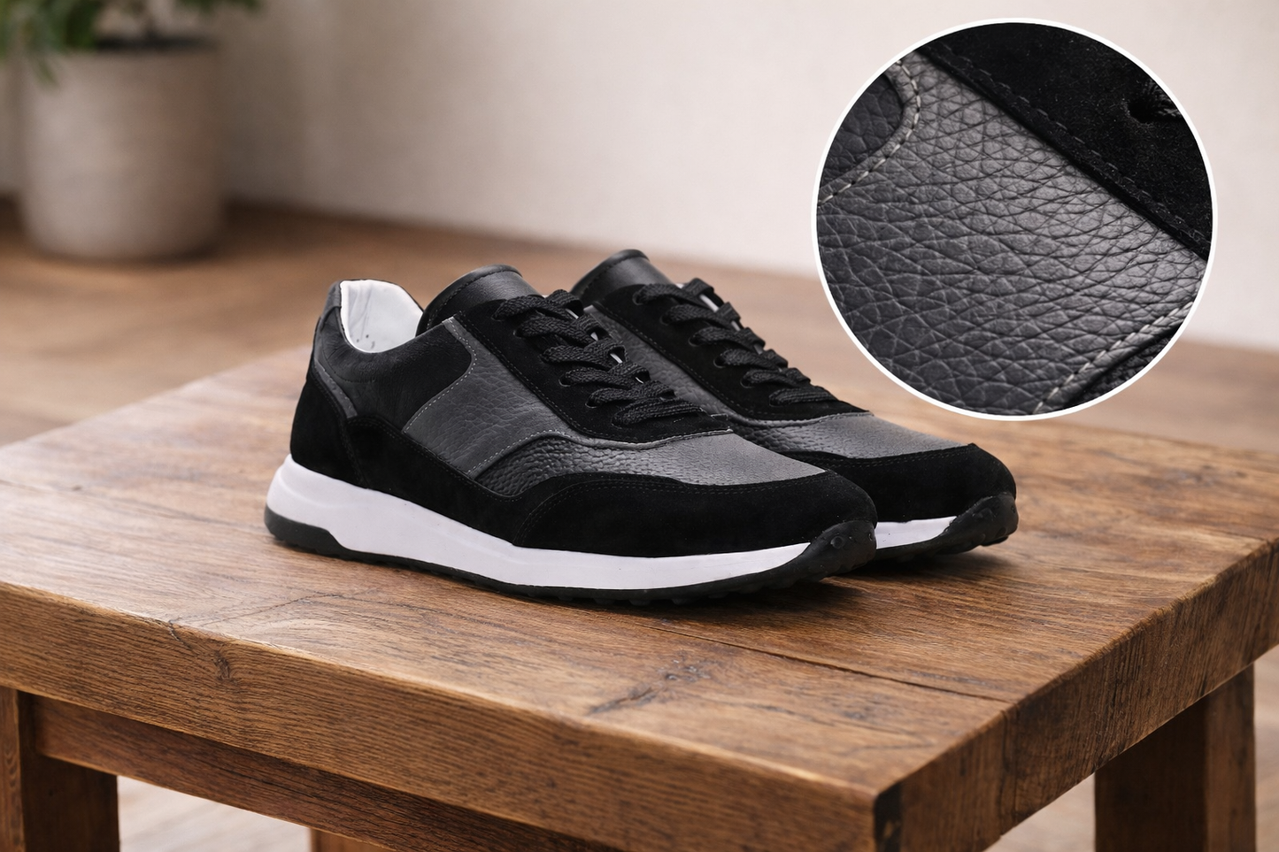 Erkek Deri Sneaker Ayakkabı – Siyah | Ravenna | Verone